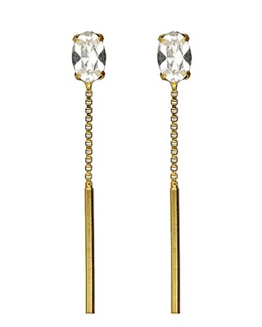 PENDIENTE PLATA 1ª LEY CHAPADO EN ORO CIRCONITA Y CADENITA COLGANDO