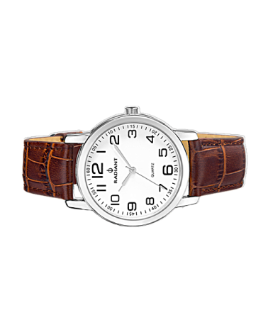 RELOJ UNISEX MODELO VINTAGE CORREA PIEL MARRÓN ESERA BLANCA NÚMEROS EN NEGRO