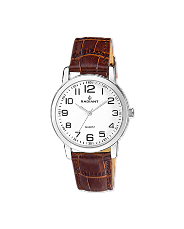 RELOJ UNISEX MODELO VINTAGE CORREA PIEL MARRÓN ESERA BLANCA NÚMEROS EN NEGRO