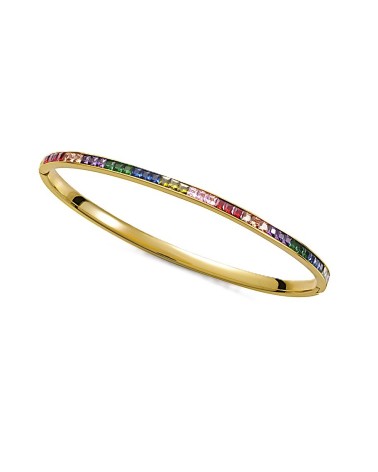 PULSERA RÍGIDA BRAZALETE DORADO CON PIEDRAS MULTICOLOR
