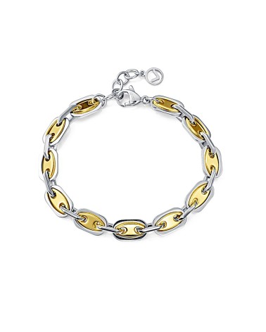 PULSERA DORADO Y PLATEADA ACERO ESLABONES COMBINADOS