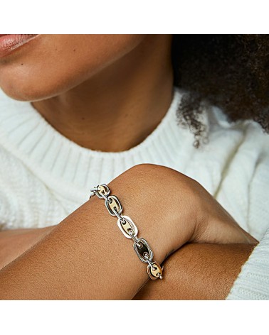 PULSERA DORADO Y PLATEADA ACERO ESLABONES COMBINADOS