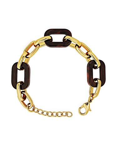 PULSERA ESLABONES DORADOS COMBINADA CON COLOR MOKA
