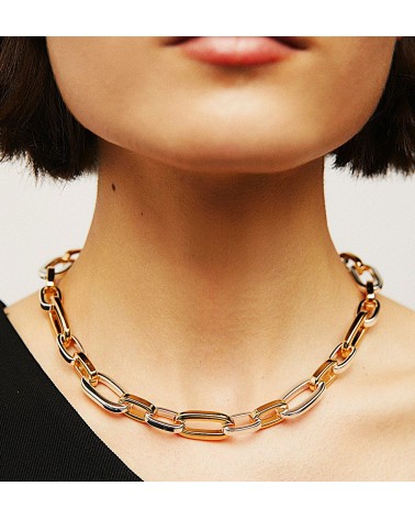COLLAR BAÑO DE ORO Y PLATA ESLABONES COMBINADOS