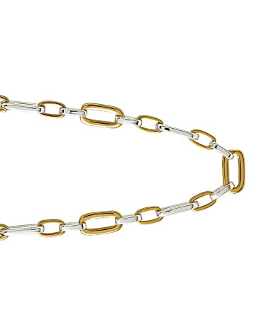 COLLAR BAÑO DE ORO Y PLATA ESLABONES COMBINADOS
