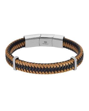 PULSERA DE HOMBRE CUERO TRENZADO MARRÓN Y NEGRO CIERRE REGULABLE