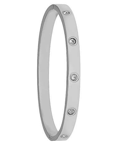 PULSERA BRAZALETE RÍGIDO ACERO PLATEADO CON CIRCONITAS