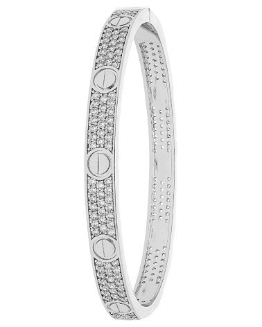 PULSERA BRAZALETE RÍGIDO ACERO CON ENGASTE DE CIRCONITAS