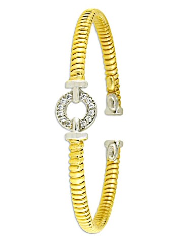 PULSERA PLATA 1ª LEY BRAZALETE CHAPADO EN ORO Y PLATEADO CON CIRCONITAS