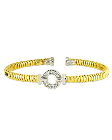 PULSERA PLATA 1ª LEY BRAZALETE CHAPADO EN ORO Y PLATEADO CON CIRCONITAS