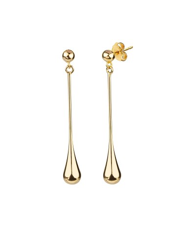 PENDIENTE BAÑO DE ORO ANTIALÉRGICO LARGO BOLA Y GOTA COLGANDO