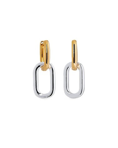 PENDIENTE DOBLE ARO BAÑO DE ORO Y PLATA LISO ANTIALÉRGICO