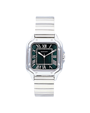 RELOJ DE HOMBRE ACERO ESFERA VERDE CAJA CUADRADO NÚMEROS ROMANOS