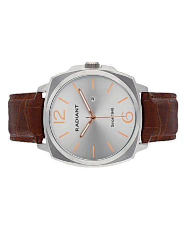 RELOJ DE HOMBRE CORREA PIEL MARRÓN CAJA ACERO PLATEADO