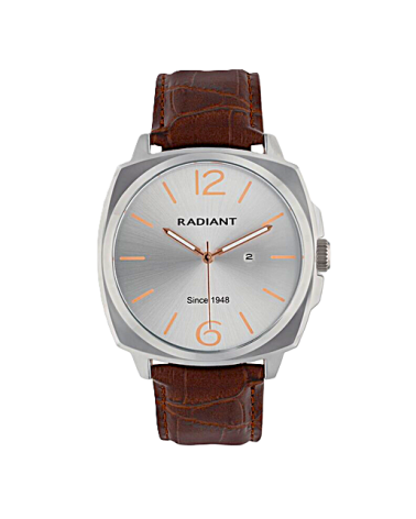 RELOJ DE HOMBRE CORREA PIEL MARRÓN CAJA ACERO PLATEADO