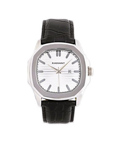 RELOJ DE HOMBRE CORREA PIEL NEGRA CAJA ACERO PLATEADO