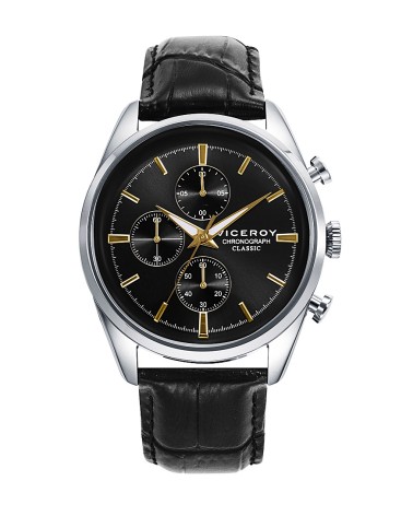 RELOJ DE HOMBRE CAJA ACERO FONDO Y CORREA PIEL COLOR NEGRO