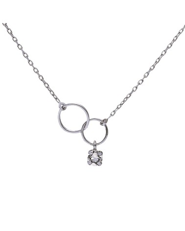 COLLAR PLATA 1ª LEY DOS CÍRCULOS Y CIRCONITA EN GARRA COLGANDO