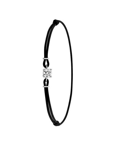 PULSERA PLATA 1ª LEY HILO DE SEDA NEGRO CON CIRCONITA CENTRAL EN GARRA