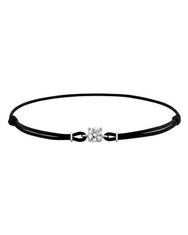 PULSERA PLATA 1ª LEY HILO DE SEDA NEGRO CON CIRCONITA CENTRAL EN GARRA