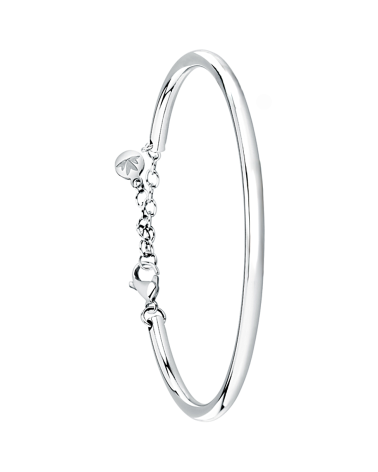 PULSERA ARO DE ACERO PLATEADA MEDIA CAÑA TUBO CON CIERRE