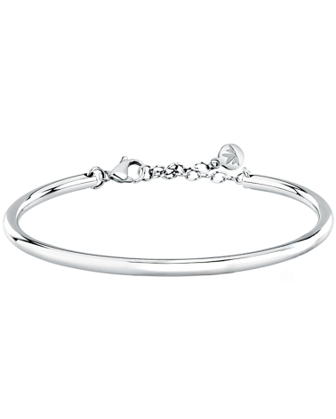 PULSERA ARO DE ACERO PLATEADA MEDIA CAÑA TUBO CON CIERRE