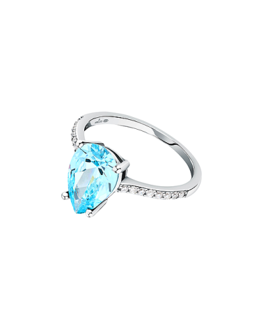 ANILLO PLATA 1ª LEY CIRCONITAS Y TOPACIO AZUL EN GARRA