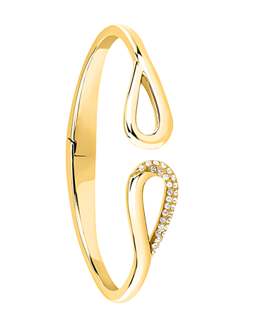 PULSERA BRAZALETE ACERO DORADA ABIERTA CON ENGASTE DE CIRCONITAS