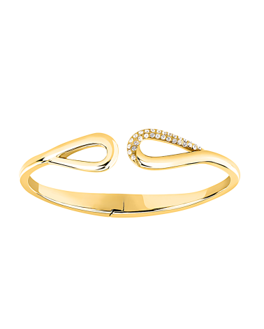 PULSERA BRAZALETE ACERO DORADA ABIERTA CON ENGASTE DE CIRCONITAS
