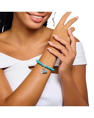 PULSERA BOLAS DE TURQUESAS CON REASA DE ABALORIO EN PLATA 1ª LEY