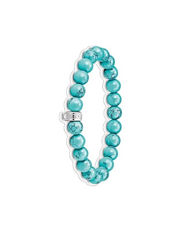 PULSERA BOLAS DE TURQUESAS CON REASA DE ABALORIO EN PLATA 1ª LEY