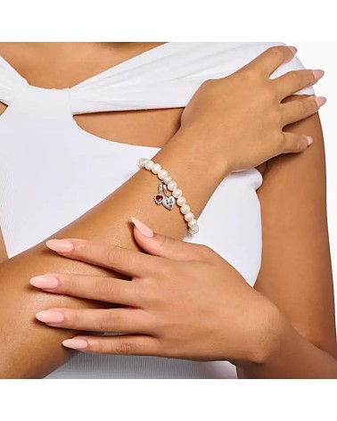PULSERA DE PERLAS CULTIVADAS CON ABALORIO DE REASA EN PLATA1ª LEY PARA CHARMS