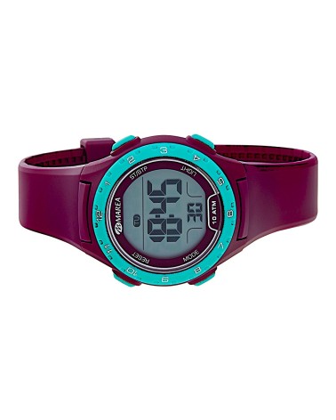 RELOJ DIGITAL CAUCHO COLOR BURDEOS Y AZUL TURQUESA COMBINADO
