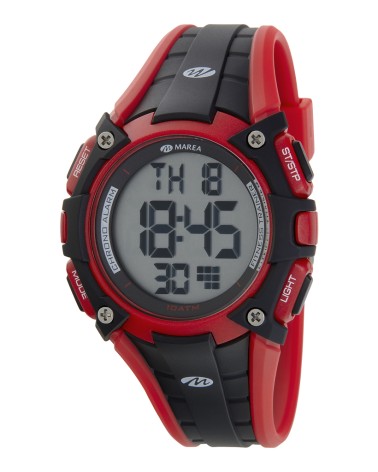 RELOJ DIGITAL CAUCHO COLOR ROJO Y NEGRO CRONO CON CALENDARIO