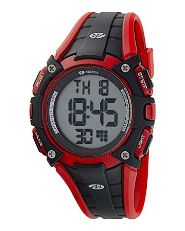 RELOJ DIGITAL CAUCHO COLOR ROJO Y NEGRO CRONO CON CALENDARIO