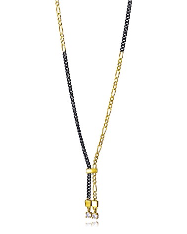 COLLAR PLATA 1ª LEY DORADO Y NEGRO CON CIRCONITAS