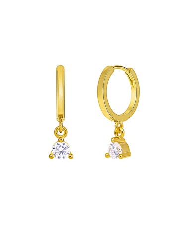 PENDIENTE PLATA 1ª LEY ARO 10MM CHAPADO EN ORO CON CIRCONITAS COLGANDO