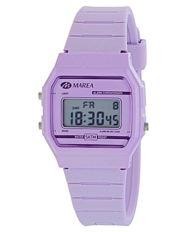 RELOJ DIGITAL CAUCHO Y CAJA COLOR LILA CON FUNCIONES DE CRONO Y ALARMA