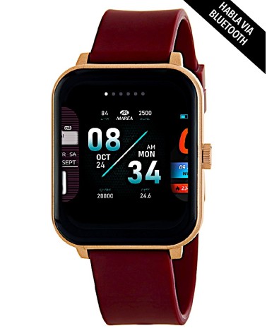 RELOJ DE ACTIVIDAD CAJA RECTANGULAR ROSÉ CORREA CAUCHO BURDEOS