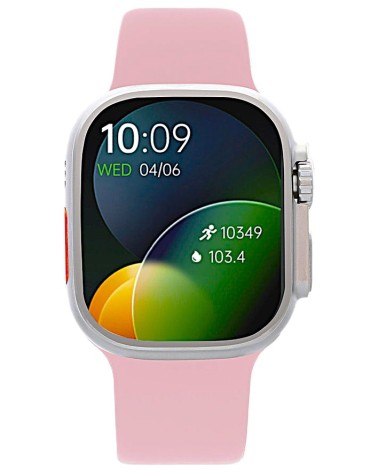 RELOJ DE ACTIVIDAD CAJA CUADRADA ACERO CORREA SILICONA ROSA