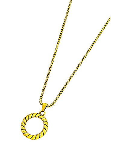 CADENA CON COLGANTE REDONDO LABRADO ACERO DORADO