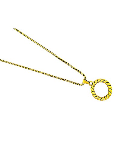 CADENA CON COLGANTE REDONDO LABRADO ACERO DORADO