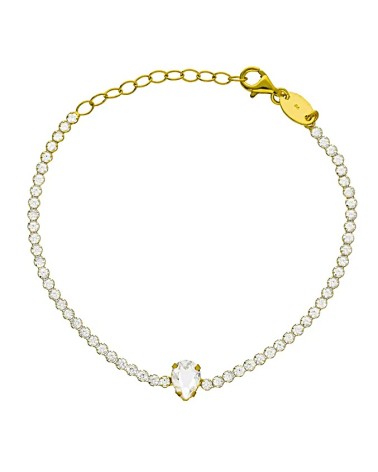 PULSERA RIVIER PLATA 1ª LEY CON ENGASTE DE CRISTALES FACETADOS