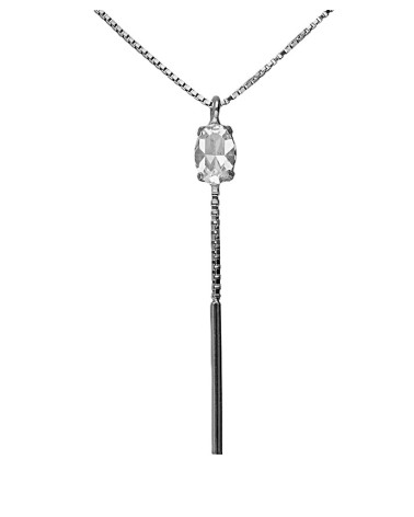 COLLAR PLATA 1ª LEY COLGANTE OVAL DE CRISTAL FACETADO EN GARRA