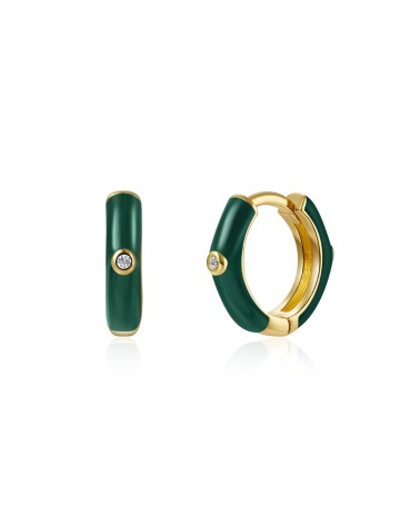 PENDIENTE PLATA 1ª LEY CHAPADO EN ORO CON ESMALTE COLOR VERDE