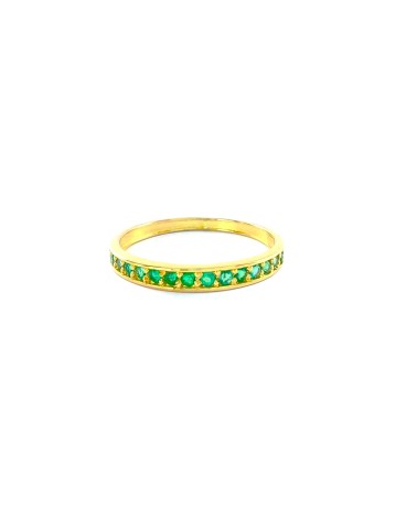 ANILLO ORO AMARILLO 18 KLTS CON  ESMERALDAS