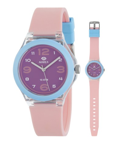 RELOJ UNISEX COLORES COLORES AZUL , MORADO Y ROSA SUMERGIBLE