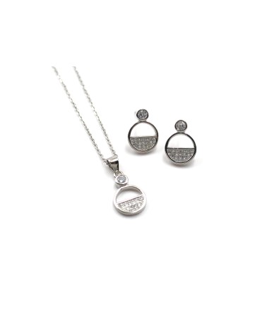 COLLAR PLATA CON CIRCONITAS A JUEGO CON PENDIENTES